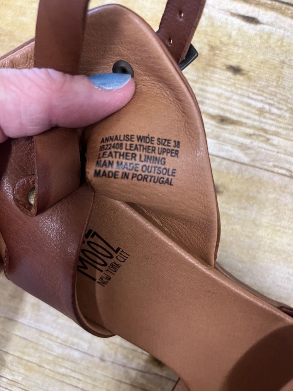 Miz Mooz Tan Brown Leather Cutout Ankle-Strap Sandals size 7.5 - Picture 5 of 6